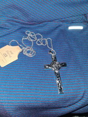Stainless Steel Big Crucifix With St Benedict Cross